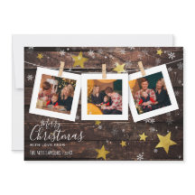 ウッド素朴金ゴールドスター&スノー | クリスマスフォト