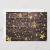 ウッド素朴金ゴールドスター&スノー | クリスマスフォト シーズンカード (裏面)