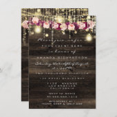 ウッド素朴金ゴールドライツジャーブライダル結婚ズ 招待状 (正面/裏面)