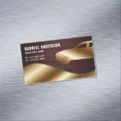 ウッド素朴金ゴールドラグジュアリーカー採用運転手 マグネット名刺 (インサイチュ)