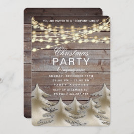 ウッド素朴金ゴールド企業のクリスマスパーティーインビタ 招待状