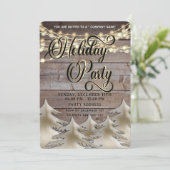 ウッド素朴金ゴールド企業のホリデーパーティー 招待状 (スタンド正面)