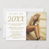 ウッド素朴金ゴールド卒業パーティーの写真 招待状 (正面)