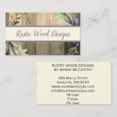 ウッド素朴離れリースモノグラム淡い色のラヴァンダー 名刺 (正面/裏面)