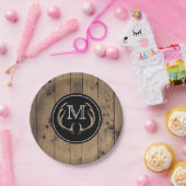 ウッド素朴鹿〔雄ジカの〕枝角モノグラム ペーパープレート (パーティー)