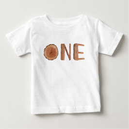 ウッド素朴1歳の誕生日ワン ベビーTシャツ