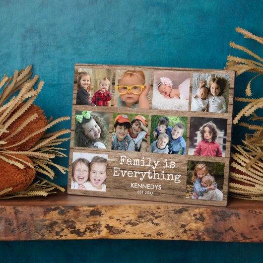 ウッド素朴10フォトコラージュファミリー引用文 フォトプラーク (側面)