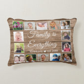 ウッド素朴14フォトコラージュファミリー引用文 アクセントクッション (正面)