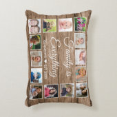 ウッド素朴14フォトコラージュファミリー引用文 アクセントクッション (正面(垂直))