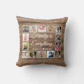 ウッド素朴14フォトコラージュファミリー引用文 クッション (正面)