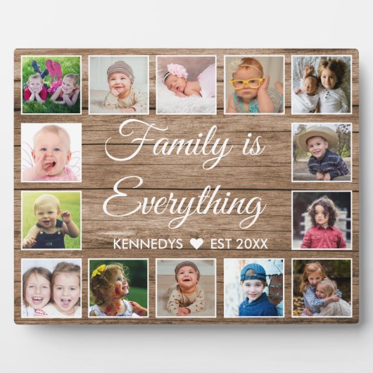ウッド素朴14フォトコラージュファミリー引用文 フォトプラーク (正面)