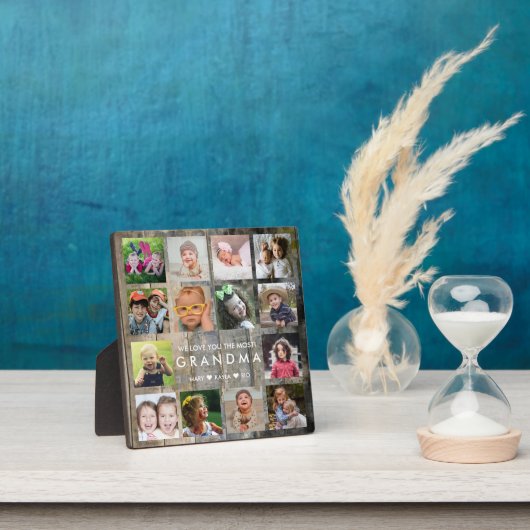 ウッド素朴14写真コラージュ私たちはおばあちゃんを愛している フォトプラーク (インサイチュ)