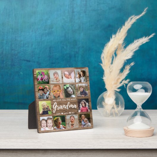 ウッド素朴14写真コラージュ私たちはおばあちゃんを愛している フォトプラーク (インサイチュ)