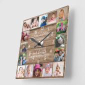 ウッド素朴16フォトコラージュ孫引用文 スクエア壁時計 (傾斜)