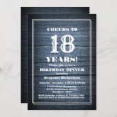 ウッド素朴18th誕生日ディナーパーティー 招待状 (正面/裏面)