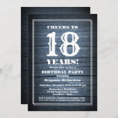 ウッド素朴18th誕生日パーティー 招待状 (正面/裏面)