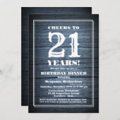 ウッド素朴21th誕生日ディナーパーティー 招待状 (正面/裏面)