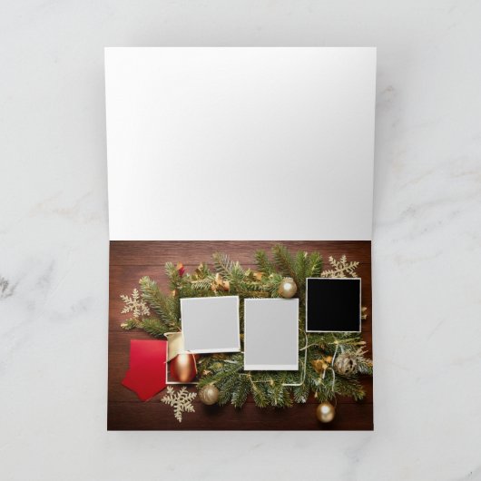 ウッド素朴3イメージクリスマスグリーティングカード カード (内部)