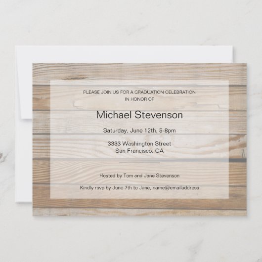 ウッド素朴3写真卒業パーティー招待状 招待状 (裏面)