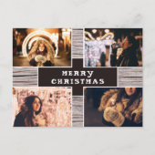 ウッド素朴4フォトコラージュクリスマス写真 ポストカード (正面)