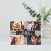 ウッド素朴4フォトコラージュクリスマス写真 ポストカード (スタンド正面)