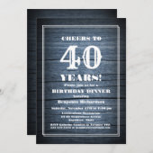 ウッド素朴40th誕生日ディナーパーティー 招待状 (正面/裏面)