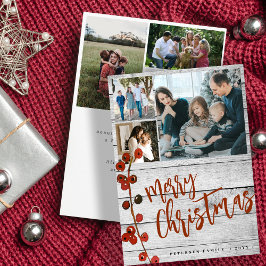 ウッド素朴6フォトコラージュMerry Christmas シーズンカード