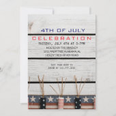 ウッド素朴7月4日独立記念日 招待状 (正面)