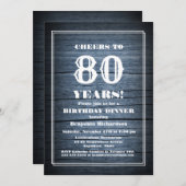 ウッド素朴80th誕生日ディナーパーティー 招待状 (正面/裏面)