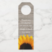 ウッド素朴&ひまわりワインボトルメッセージカード ボトルネックタグ (裏面)