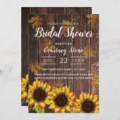 ウッド素朴&ひまわり |ブライダルシャワー 招待状 (正面/裏面)