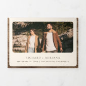 ウッド素朴・ウェスタン・チャペル・イン・ワン結婚ズ 三つ折り招待状 (カバー)