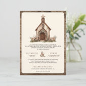 ウッド素朴・ウェスタン・チャペル・イン・ワン結婚ズ 招待状 (スタンド正面)