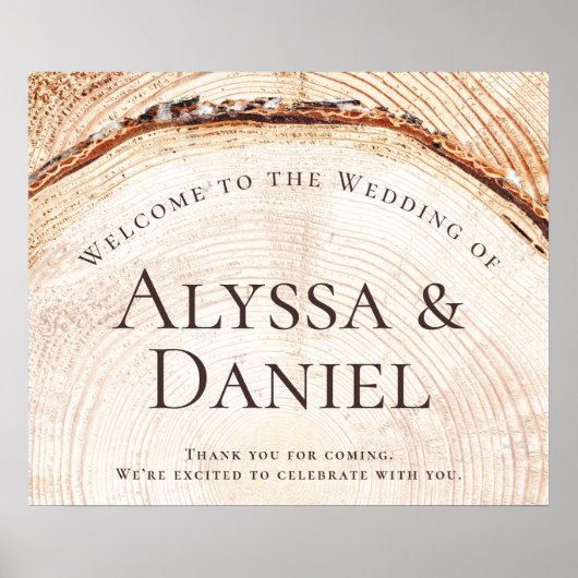 ウッド素朴・カットへようこそ結婚のカスタム ポスター (正面)
