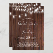 ウッド素朴・ガーランドライトブライダルシャワー 招待状 (正面/裏面)