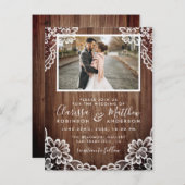 ウッド素朴&クラッシー結婚レースの写真 インビテーションポストカード (正面/裏面)