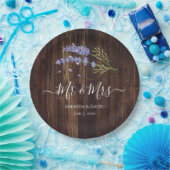 ウッド素朴・パープル・ラベンダーのミセス結婚ズ ペーパープレート (パーティー)