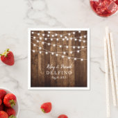 ウッド素朴・フェアリー・ライツ結婚・カクテル スタンダードカクテルナプキン (インサイチュ)