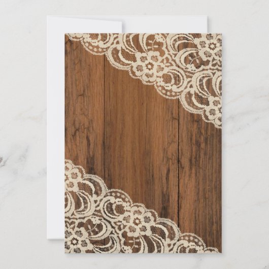 ウッド素朴&ベージュ/タンレース結婚式招待状 招待状 (裏面)