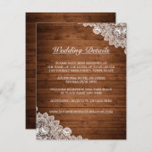 ウッド素朴&ホワイトレース結婚の詳細 エンクロージャーカード (正面/裏面)