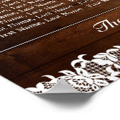 ウッド素朴・ホワイト・レース結婚のシーティング・チャート ポスター (角)