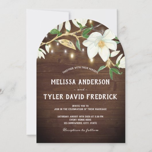 ウッド素朴・マグノリアがサザンズの光を結婚放つ 招待状 (正面)