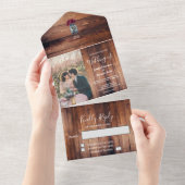 ウッド素朴・メイスン・ジャー・モノグラ結婚ム写真 オールインワン招待状 (貼ってはがせる)