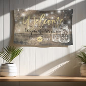 ウッド素朴・メイソンのジャー・ストリングライト結婚・ウェルカム 横断幕