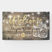 ウッド素朴・メイソンのジャー・ストリングライト結婚・ウェルカム 横断幕 (横)