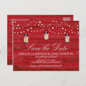 ウッド素朴・メイソンの瓶とライトは日付を保存 案内ポストカード (正面/裏面)