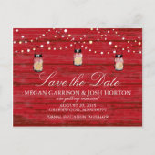 ウッド素朴・メイソンの瓶とライトは日付を保存 案内ポストカード (正面)