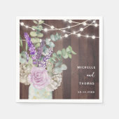 ウッド素朴・メイソン・ジャー結婚ズ スタンダードカクテルナプキン (正面)