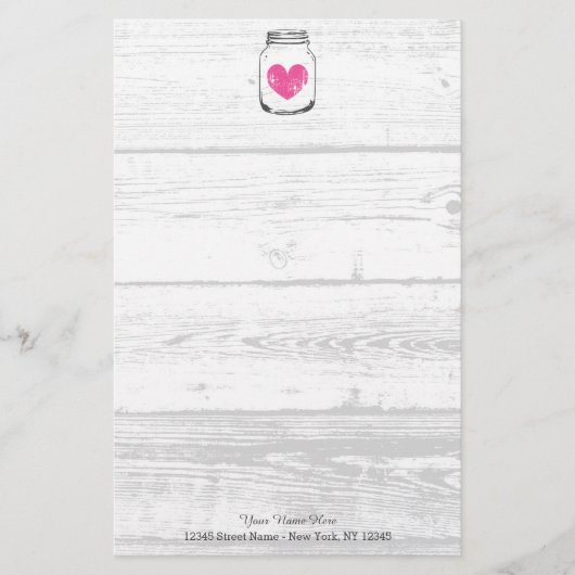 ウッド素朴・メイソン・ジャー・カントリー・ウェディング 便箋 (正面)