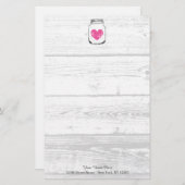 ウッド素朴・メイソン・ジャー・カントリー・ウェディング 便箋 (正面/裏面)